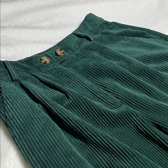 Topshop Dark Green Corduroy Trousers - Picture 2 of 4